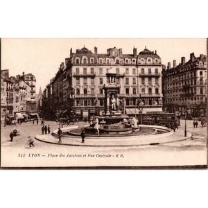 Vintage Lyon France Place des Jacobins Antique Postcard 342